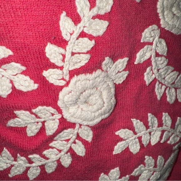 Sundance Sweater Womens Sz XS Pink Cardigan Embroidered Button Cotton Floral - Picture 6 of 9